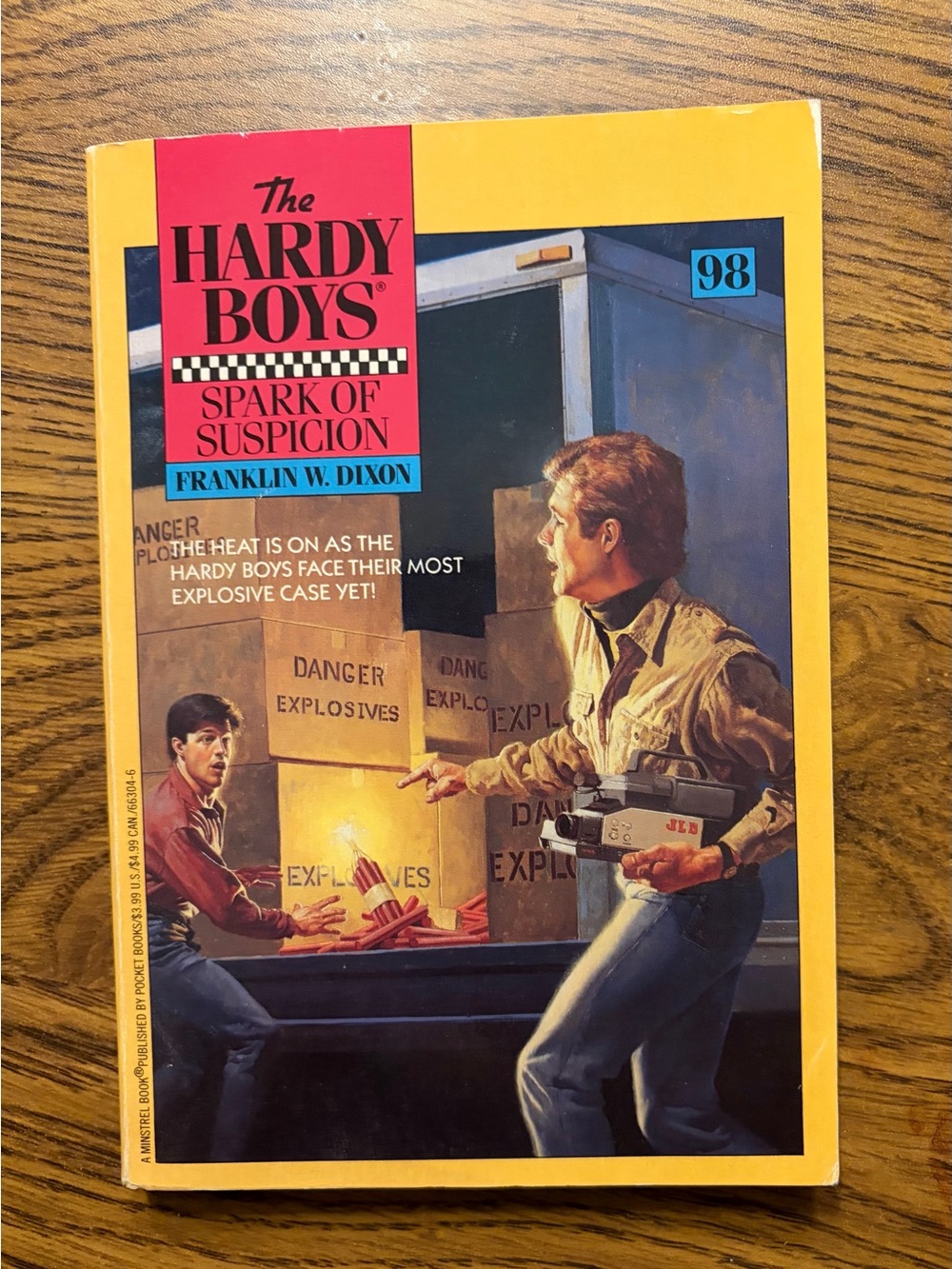 The Hardy Boys "Spark of Suspicion" Vintage Paperback - Yellow Cover